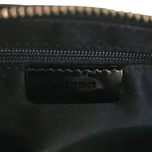 Rare BURBERRY Quilted Patent Leather Cosmetic Bag Black Gold Hardware Case